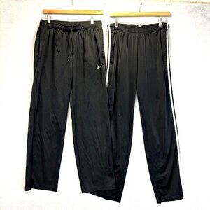 Lot Of 2 Nike Adidas Sweatpants Mens Large Black Dri-FIT Track Pants Athletic